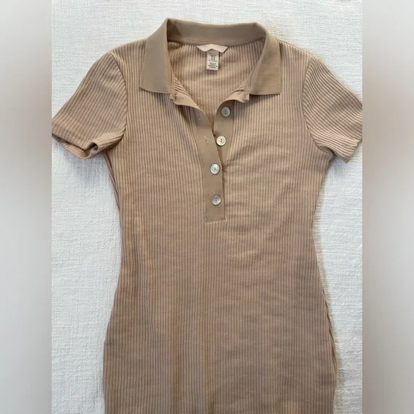 H&M Tan Ribbed Midi Dress - Picture 2 of 3